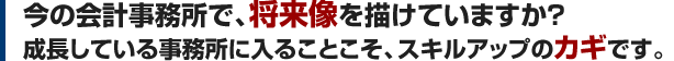 今の会計事務所で、将来像を描けていますか？成長している事務所に入ることこそ、スキルアップのカギです。 