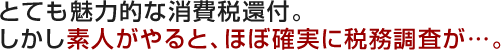 とても魅力的な消費税還付。しかし素人がやると、ほぼ確実に税務調査が…。